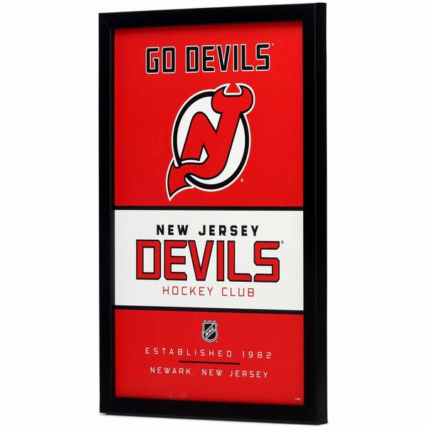 New Jersey Devils Team Spirit Framed Wood Wall Decor Open Road Brands
